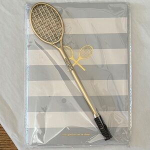 Courtgirl Gold Tennis Racket Pen with Striped Journal